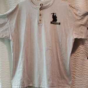 Gray Henley T-Shirt with Graphic Print